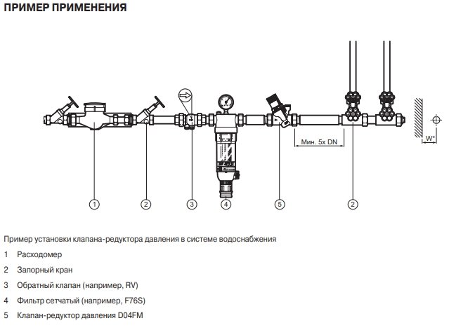 Схема клапан зниження тиску води HONEYWELL D04FS