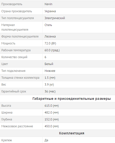 Рушникосушарки електричні Navin Симфонія з терморегулятором 480x600 ліве підключення