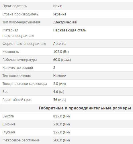 Сушник рушник електричний Navin Омега 530x800 ліве підключення малюнок