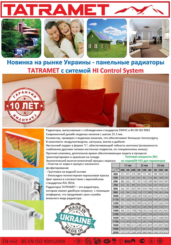 Радиаторы стальные Tatramet Радиаторы стальные Tatramet рисунок