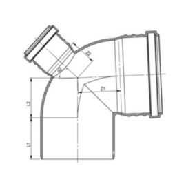 Відвід з патрубком каналізаційний ASG NANO HTR 110/50 90°х90° ліво Відвід з патрубком каналізаційний ASG NANO HTR 110/50 90°х90° ліво