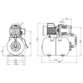 Насосна станція для води Agua AT JET 100L 24 л бак (Нmax = 50м, Qmax = 52л/хв, 1100Вт)
