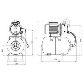 Насосна станція для води Agua AT JET 100S 24 л бак (Нmax = 48м, Qmax = 52л/хв, 1100Вт)