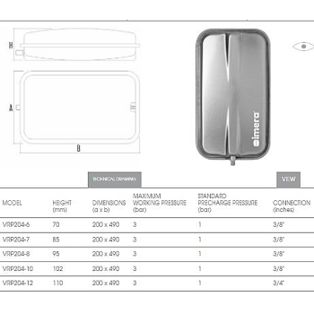 Расширительный бак плоский Imera VRP 204- 12л 3/4*28 1 bar