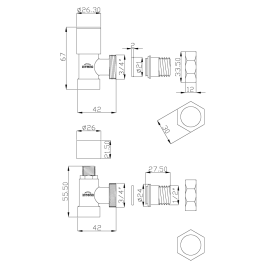 Комплект радиаторных кранов белый Invena 1/2х1/2 CZ-31-K15 Комплект радиаторных кранов белый Invena 1/2х1/2 CZ-31-K15