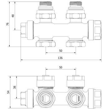 Кран радиаторный угловой/прямой дуплексный Mexen DN50 1/2" белый (W908-000-20)