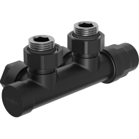 Кран радиаторный угловой дуплексный Mexen DN50 1/2" черный (W907-000-70)