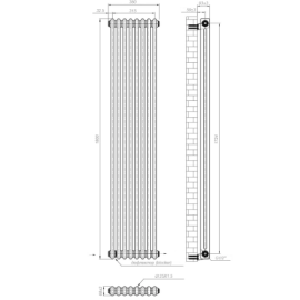 Радиатор вертикальный NAVIN Calidum 2-8 380х1800 anticor черный муар (02-254004-3818)