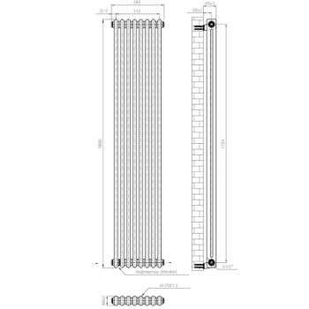 Радиатор вертикальный NAVIN Calidum 2-8 380х1800 anticor белый