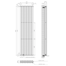 Радіатор вертикальний NAVIN Ellipse Double 480x1800-8 anticor білий