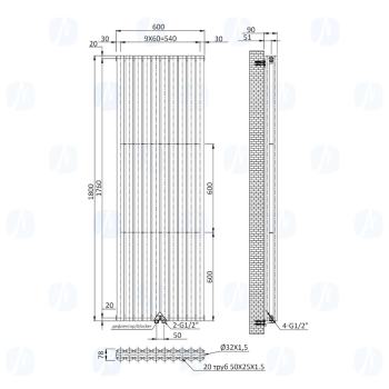 Радиатор вертикальный NAVIN Ellipse Double 600x1800-10 anticor черный, нижнее 50 мм Радиатор вертикальный NAVIN Ellipse Double 600x1800-10 anticor черный, нижнее 50 мм