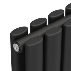 Радиатор вертикальный NAVIN Ellipse Double 600x1800-10 anticor черный, нижнее 50 мм
