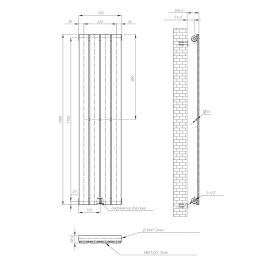 Радиатор вертикальный NAVIN Largo 300х1200-4, anticor, черный
