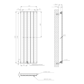 Радіатор вертикальний NAVIN Largo 376х1200-5, anticor, білий