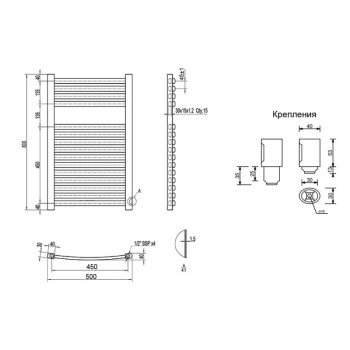 Полотенцесушитель водяной Qtap Dias (SIL) P15 800x500 HY Полотенцесушитель водяной Qtap Dias (SIL) P15 800x500 HY