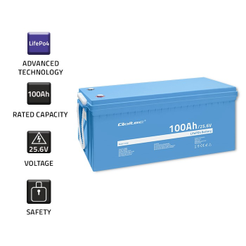Аккумулятор литий-железо-фосфатный LiFePO4 Qoltec 25,6В 100Ач 2560Втч BMS