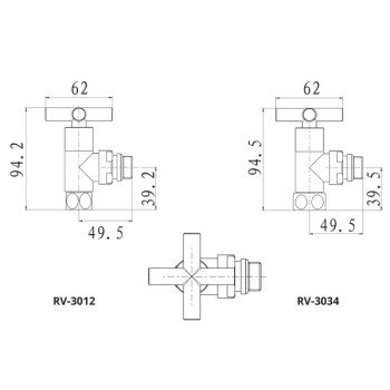 Кран для полотенцесушителя хромированный RAFTEC 1/2"х1/2" 2 шт