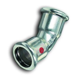 Колено стальное оцинкованное пресс-пресс ВВ SANHA-THERM Ø 22 x 45° (12404122)