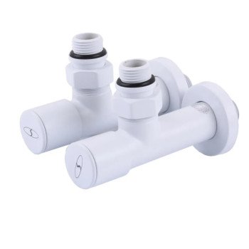 Кран для полотенцесушителя белый угловой удлиненный SOLOMON WHITE 1/2"х1/2" 2 шт