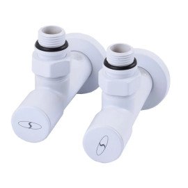 Кран для полотенцесушителя белый угловой удлиненный SOLOMON WHITE 1/2"х1/2" 2 шт