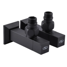 Кран для полотенцесушителя угловой удлиненный SOLOMON CUBE BLACK 1/2"х1/2" 2 шт