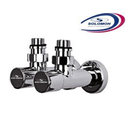 Кран для полотенцесушителя хромированный угловой удлиненный SOLOMON CHROM 1/2"х1/2" 2 шт