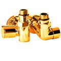 Кран для рушникосушки під ТЕН  кутовий подовжений золото SOLOMON 1/2"х1/2" 2 шт
