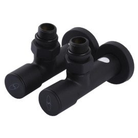 Кран для рушникосушки чорний кутовий подовжений SOLOMON BLACK 1/2"х1/2" 2 шт