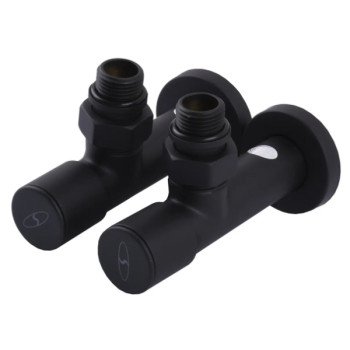 Кран для полотенцесушителя черный угловой удлиненный SOLOMON BLACK 1/2"х1/2" 2 шт Кран для полотенцесушителя черный угловой удлиненный SOLOMON BLACK 1/2"х1/2" 2 шт