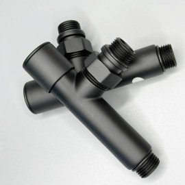 Кран для рушникосушки чорний кутовий подовжений SOLOMON BLACK 1/2"х1/2" 2 шт