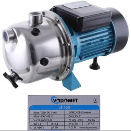 Насос поверхностный центробежный VODOMET JS100 Н = 45м, Q = 3м.куб, P = 1100 Вт