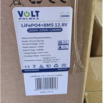 Аккумулятор литий-железо-фосфатный VOLT POLSKA LiFePO4 12,8V 100Ah (100A) + BMS необслуживаемый