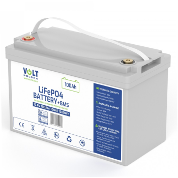 Аккумулятор литий-железо-фосфатный VOLT POLSKA LiFePO4 12,8V 100Ah (100A) + BMS необслуживаемый