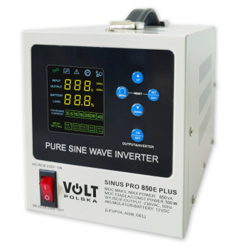 Источник бесперебойного питания с зарядкой аккумулятора VOLT POLSKA SINUS PRO 850 E PLUS 12/230 В (500/850 Вт)