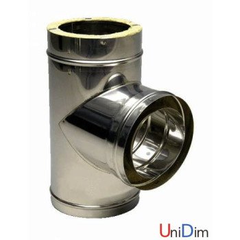 Тройник дымоходный из нержавейки утепленный 180/90° 0,8 мм