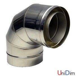 Коліно димохідні з нержавіючої сталі утеплене 200/90 ° 0,8 мм Коліно димохідні з нержавіючої сталі утеплене 200/90 ° 0,8 мм